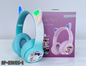 Casque sans fil avec lumière LED, oreilles <span class=keywords><strong>de</strong></span> <span class=keywords><strong>chat</strong></span> mignonnes, SP-250426-1, vente <span class=keywords><strong>chaude</strong></span>, écouteurs sans fil, prise en charge <span class=keywords><strong>de</strong></span> la carte TF, casque <span class=keywords><strong>de</strong></span> jeu - Product Image 2