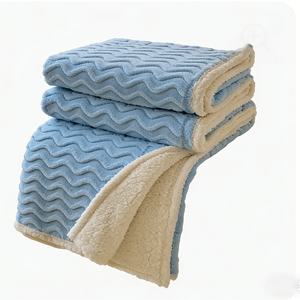 Plaid en flanelle tricotée pleine grandeur, doublure <span class=keywords><strong>polaire</strong></span> Sherpa, écologique, anti-boulochage, épais et chaud pour canapé, lit ou couverture d'appoint, idéal pour l'automne - Product Image 1