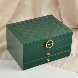 Caja de Almacenamiento de Joyas de Lujo de Tres Niveles con Cajones, Logotipo Personalizado, Cuero PU, Caja de Almacenamiento de Joyas de 3 Capas con Llave y Cerradura - Product Image 6