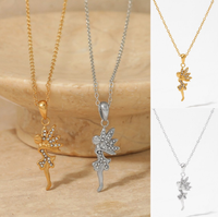 Collier FashionWoman Ailes de Fée Danseuse, Luxe Exquis, Plaqué Argent, Sertissage Clos, Acier Inoxydable