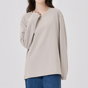 T-shirt à manches longues personnalisé col rond lourd 100% coton imprimé t-shirts plaine vierge t-shirts grande taille de haute qualité à manches longues t-shirt - Product Image 1