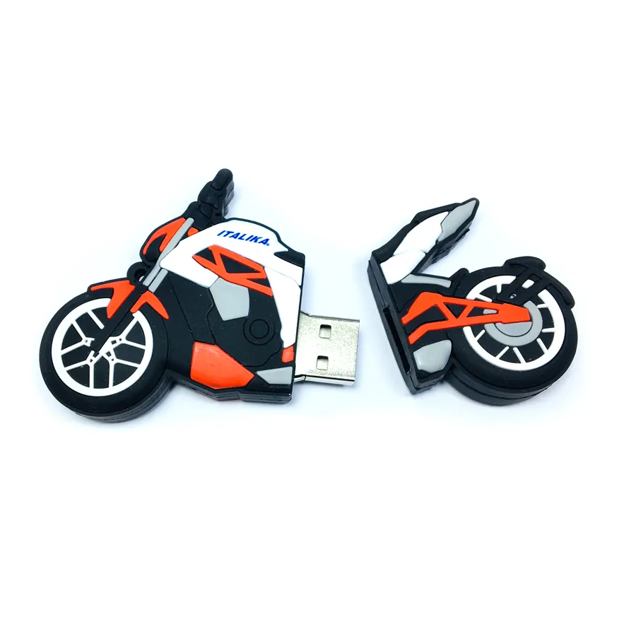 3D Moto Autocycle forma suave goma PVC USB flash driver disco