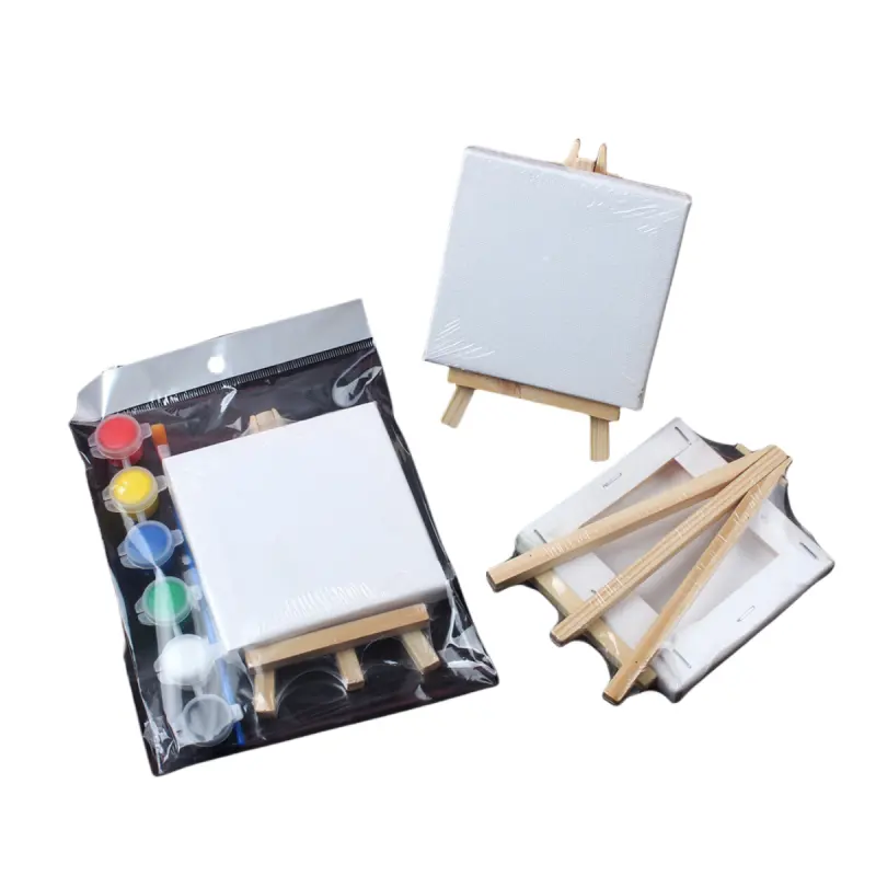 BESTLINE 2024 Mini Canvas Frame 10*10cm Small drawing board Easel DIY acrylic painting canvas 8*8cm for kids