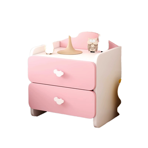 Mesita de Noche Infantil de Madera YQ con 2 Cajones, Moderna en Rosa y Azul para Dormitorio y Sala de Estar - Product Image 4