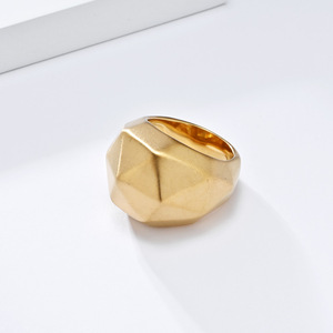 Geometric Design <b>Titanium</b> Steel <b>Ring</b> Steel Gold Unisex Fashion Jewelry Gift - Product Image 2