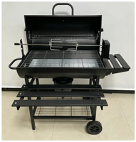 Barbecue à charbon de bois pliable multifonctionnel pour l'extérieur - Grand barbecue portable de style américain en acier inoxydable avec thermomètre 76 cm X
