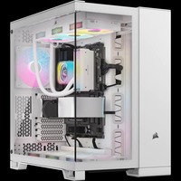 Boîtier en acier Mid-Tower blanc RGB 6500x avec refroidissement liquide 360, structure à double compartiment, panneau en verre panoramique sans pilier, prend en charge le Type-C
