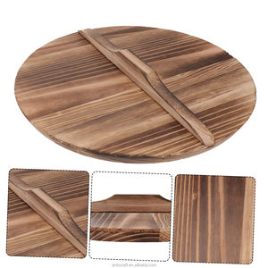 Couvercle de Wok en bois naturel de <span class=keywords><strong>14</strong></span> <span class=keywords><strong>pouces</strong></span> couvercle de casserole anti-brûlure poignée de remplacement cuisine Camping pique-nique ustensiles de cuisine pièces essentielles - Product Image 2