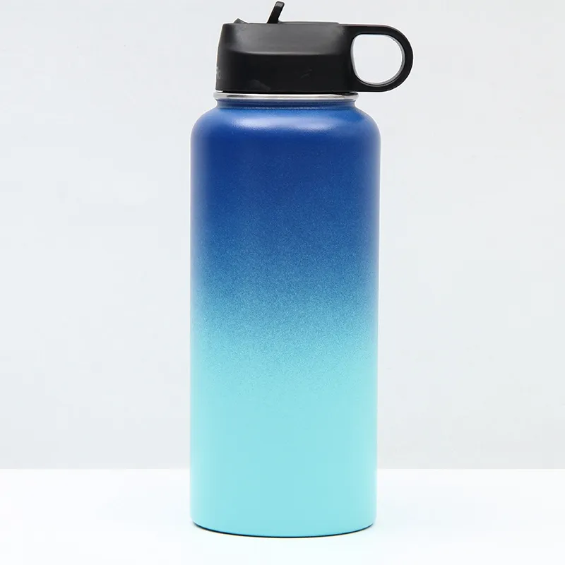 2022 custom hydro water bottle logo 18/8 stainless steel large capacity 1000ml wide mouth insulated hydroflask with straw lid