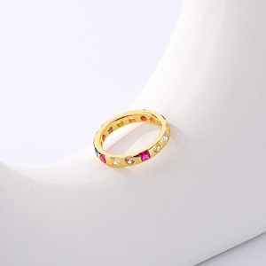 Bijoux de souhaits Bague d'éternité en pierre de cristal de zircon coloré de dernière conception Bague en argent 925 arc-en-ciel en zircone cubique - Product Image 2