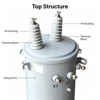 Transformateur immergé dans l'huile monophasé Shenmeng S1NM de haute qualité, monté sur poteau, 10 kV 0,4 kV, double enroulement, sans carte PCB, entièrement électronique
