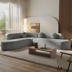 Canapé Chaise Longue Courbé 1, 2 ou 3 Places en Tissu d'Ameublement Velours Bouclé Effet <span class=keywords><strong>Laine</strong></span> d'Agneau Cloud pour Hôtel et Studio - Product Image 4