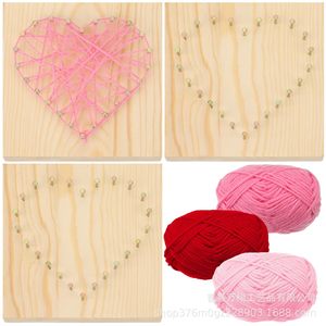 Wooden Heart-Shaped Nail Thread <b>Drawing</b> Ornament Valentine's Day DIY Mini Art Kit Creative Weaving Tools - Product Image 5
