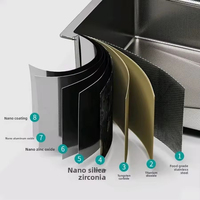 Évier de cuisine multifonctionnel fait main en acier inoxydable 304 noir moderne avec cascade et pluie, cuve unique, garantie 5 ans
