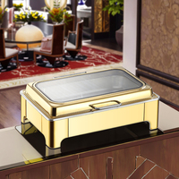 Chauffe-Plats Électrique Commercial de Luxe en Acier Inoxydable Doré, Capacité 9L, pour Hôtels, Mariages, Restaurants et Traiteurs