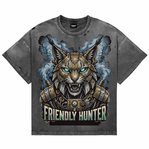 Camiseta de Manga Corta para Hombre, Algodón Grueso, Estilo Vintage Steampunk, Diseño Lynx, Impresión DTG, Cuello Redondo, Talla Grande, Estilo Gótico Urbano - Product Image 1