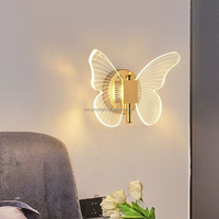 Applique Murale Papillon Nordique Dorée en Aluminium Texturé avec LED pour Chambre, Couloir et Fond TV - Meilleure Vente
