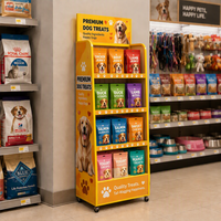 Présentoir pliable en métal pour friandises pour chiens et chats, os à mâcher en cuir et friandises dentaires pour magasins d'articles pour animaux de compagnie
