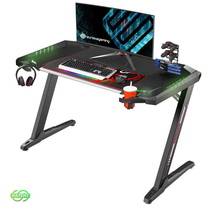 Cable Management Gaming Desk Ergonomic (HOMCOM Ergonomic Gaming