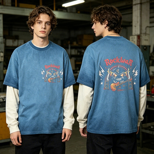 <strong>Men's</strong> Washed Crewneck Sweatshirt Vintage Faded Washed Fleece Pullover Oversized Casual Minimalist Top <strong>S</strong>-3XL Printed Custom Bulk - Product Image 2