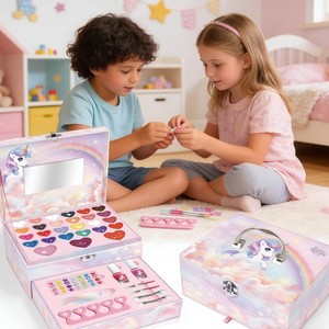 Kit Trucco per Bambine 2026, Valigetta Vanity Completa Sicura e Lavabile con Set di Cosmetici e Nail Art per Gioco di Ruolo - Product Image 4