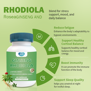 Suplemento Herbal OEM/ODM <span class=keywords><strong>Ginseng</strong></span> Antioxidante Suporte Imunológico Suporte ao Estresse Aumento de Energia Crescimento Capilar Cápsulas Sem Glúten para Adultos - Product Image 1