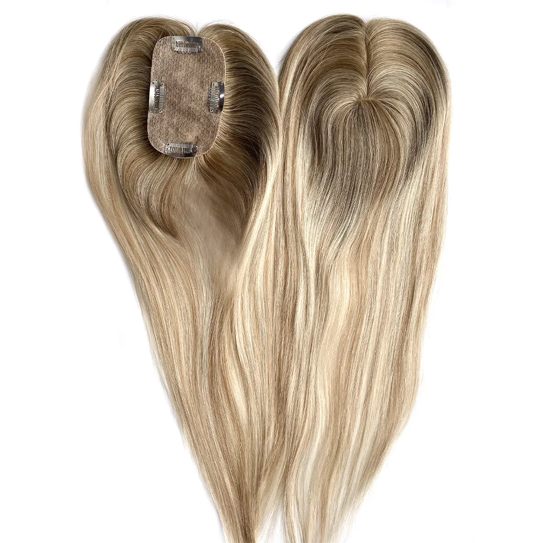 Topper de cabelo humano com franja, coroa, topper de cabelo para mulheres, topper curto de cabelo para desbaste