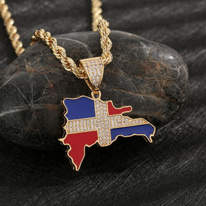 Liontin dan kalung mode Hip Hop 14k berlapis emas Dominika Moissanite tembaga - Product Image 3