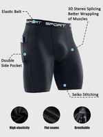 Shorts de compression pour homme à séchage rapide et haute élasticité avec poche, respirants et extensibles, pour la course, le basketball et l'entraînement
