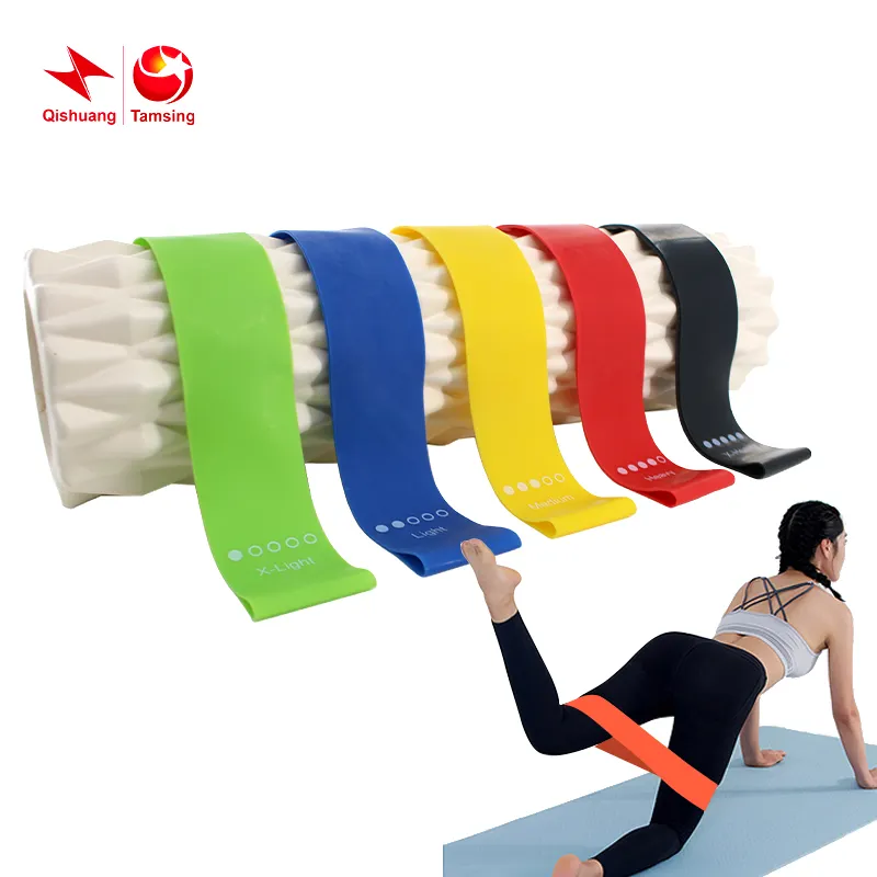 Prix usine personnalisé imprimé 2.8mm d'épaisseur bandes de résistance élastiques en latex Gym Yoga Fitness ensemble d'exercice entraînement bande extensible