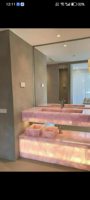 Dalle de marbre onyx rose naturel poli, translucide rétroéclairée, pour panneau mural intérieur