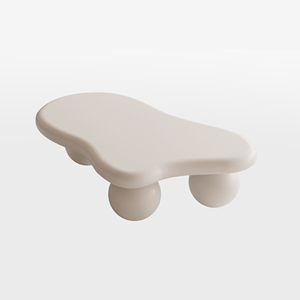 White Wooden Irregular Cloud Coffee <b>Table</b> Sphere <b>Legs</b> Modern Minimalist <b>Adjustable</b> Living Room Furniture Accent <b>Table</b> Creamy - Product Image 4