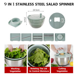 <span class=keywords><strong>Essoreuse</strong></span> à <span class=keywords><strong>salade</strong></span> en plastique sans BPA avec trancheuse, gadget de cuisine <span class=keywords><strong>tout</strong></span>-en-un pour salades fraîches et préparation de légumes - Product Image 2