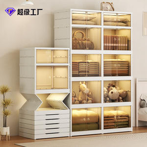 Armario de almacenamiento para el hogar, rectangular, plegable, con ruedas, para juguetes, refrigerios, ropa, organizador de 5 niveles. - Product Image 4