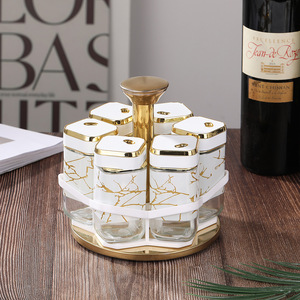 Juego <span class=keywords><strong>de</strong></span> <span class=keywords><strong>tarros</strong></span> <span class=keywords><strong>de</strong></span> cristal cuadrados gigantes <span class=keywords><strong>de</strong></span> una sola capa con tapa giratoria, diseño <span class=keywords><strong>de</strong></span> lujo ligero para almacenamiento <span class=keywords><strong>de</strong></span> especias - Product Image 5