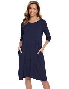 Pyjamas pour femmes, liquidation de stock, chemises de nuit en viscose longueur genou, vente chaude, prêts à l'emploi - Product Image 2