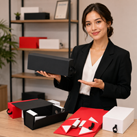 Boîte pliante en carton rigide noir ondulé personnalisée de luxe avec fermeture magnétique pour emballage cadeau, vêtements et vin – Vente en gros