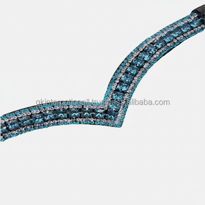 Banda Frontal para Caballo de Doma de Cuero Elegante de Calidad de Exportación, con Forma de V Profunda, Acolchada Suave, 5 Hileras, con Brillantes, Tamaños Personalizados - Product Image 1