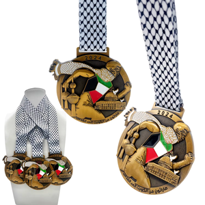 ميدالية ماراثون معدنية رياضية من سبائك الزنك الإمارات دبي الكويت مخصصة 15 عامًا من المصنع - Product Image 1