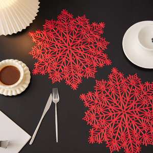 Christmas Snowflake Placemats Round PVC <b>Waterproof</b> Table <b>Mats</b> For Party Family Gathering Decorative <b>Mats</b> Rose Gold Gold Silver - Product Image 4