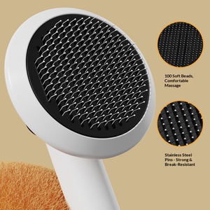 Four-In-One Self-Cleaning <b>Detangling</b> Pet Comb Stainless Steel Massage Dog Thinning Comb with Plastic Material - Product Image 6