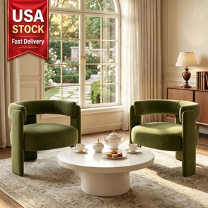 Poltrona Moderna in Velluto Verde Tosee, Disponibile negli USA, con Gambe in Legno Regolabili e Resistenti per <span class=keywords><strong>Soggiorno</strong></span> - Product Image 1