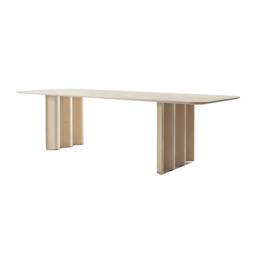 Özelleştirilmiş Nordic Modern yüksek kaliteli oturma odası mobilya yemek takımları mermer katı ahşap bacak 8/10/12 kişilik yemek masaları