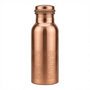 Botella de Agua Moderna de Cobre, Diseño Minimalista, Termo Portátil de Viaje con Patrón Geométrico - Product Image 1
