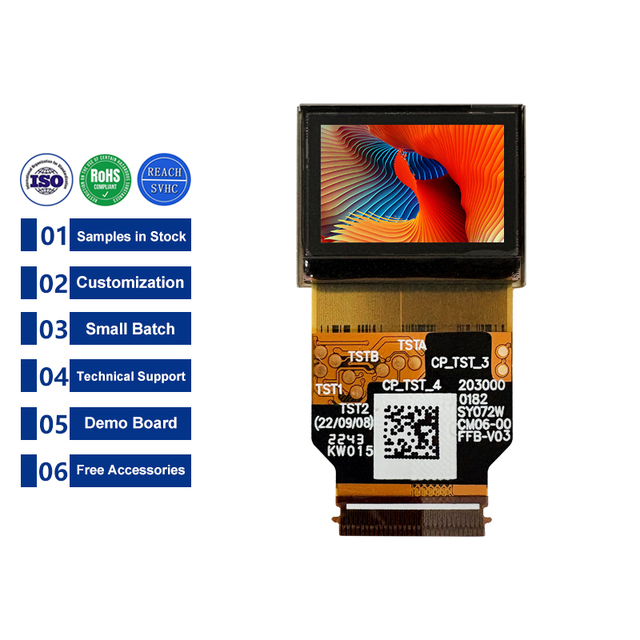 0.72 Inch 1920*1200 MIPI Micro OLED Display Panel Sunlight Readable 2000Nits 0.72inch Color OLED Si-OLED AMOLED Screen Module