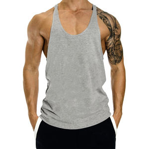Men's Sports Tank <b>Top</b> Muscle Training Trendy <b>Sleeveless</b> T-Shirt Cotton Gym Stringer Vest Customizable Logo - Product Image 1