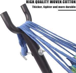 जगह बचाने वाले स्टील स्टैंड के साथ डबल कॉटन झूला, उष्णकटिबंधीय (450 पाउंड क्षमता - प्रीमियम कैरी बैग शामिल) - Product Image 2