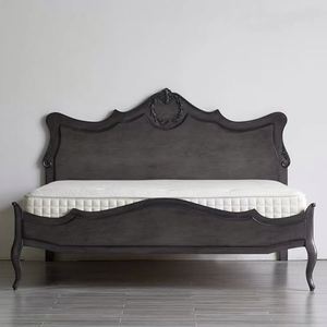Cama de matrimonio vintage de madera maciza francesa con columna alta doble, cama de boda tallada a medida avanzada para dormitorio principal, cama de princesa - Product Image 1
