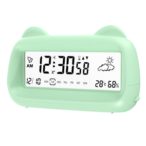 Nút lăn Pin nghiên cứu hẹn giờ dễ thương mèo phim hoạt hình tùy chỉnh bàn bảng điện tử kỹ thuật số Đồng hồ báo thức với đèn nền - Product Image 5