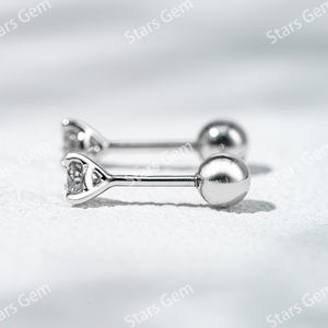 Starsgem 0.1ct 2,8mm Redondo Corte Brillante Lab Grown Diamond 18K Oro Blanco Lujo Unisex Stud Pendientes - Product Image 4